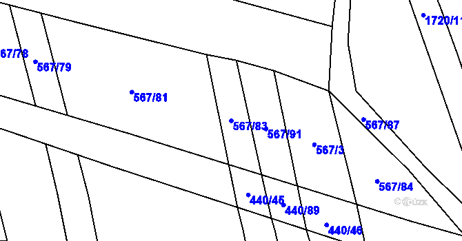 Parcela st. 567/83 v KÚ Žilov, Katastrální mapa