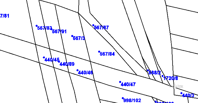 Parcela st. 567/84 v KÚ Žilov, Katastrální mapa