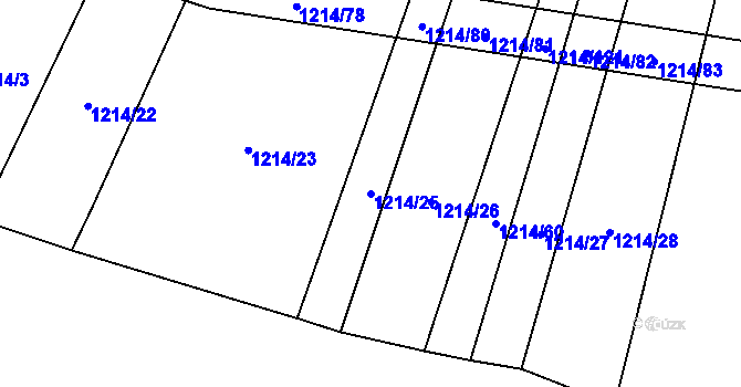 Parcela st. 1214/25 v KÚ Žilov, Katastrální mapa