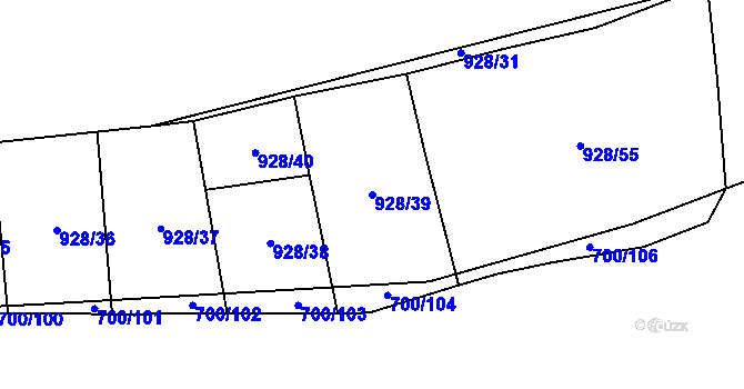 Parcela st. 928/39 v KÚ Žilov, Katastrální mapa