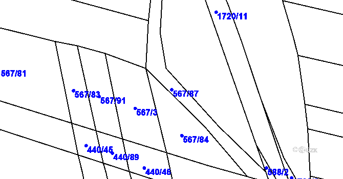 Parcela st. 567/87 v KÚ Žilov, Katastrální mapa