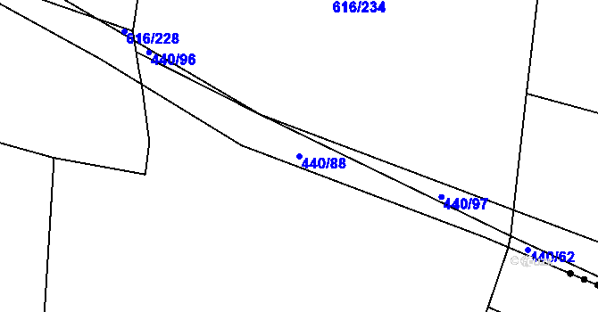 Parcela st. 440/88 v KÚ Žilov, Katastrální mapa