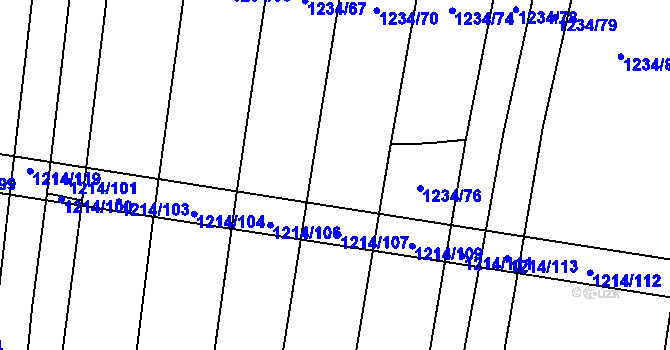 Parcela st. 1234/69 v KÚ Žilov, Katastrální mapa