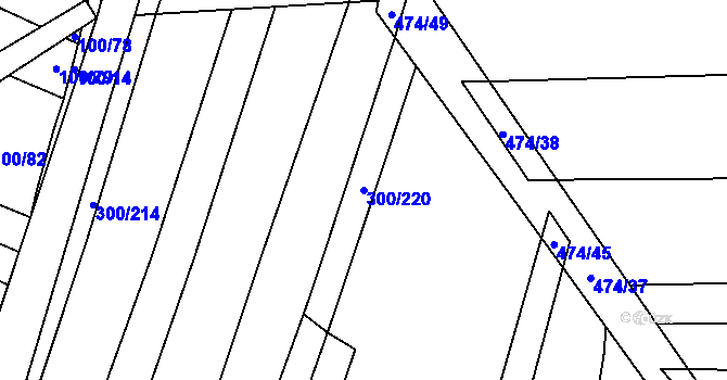 Parcela st. 300/220 v KÚ Žilov, Katastrální mapa