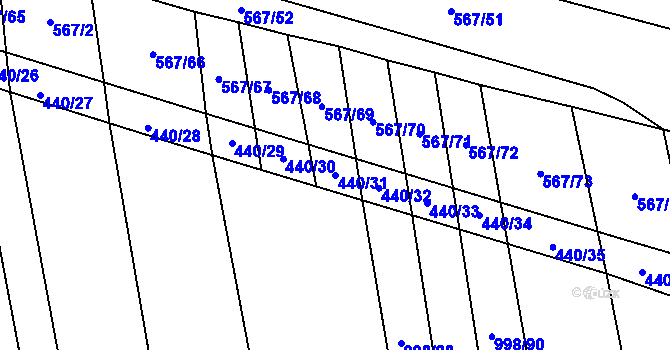 Parcela st. 440/31 v KÚ Žilov, Katastrální mapa