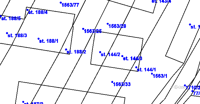 Parcela st. 144/2 v KÚ Žilov, Katastrální mapa