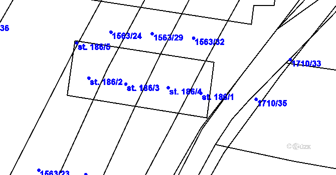 Parcela st. 186/4 v KÚ Žilov, Katastrální mapa