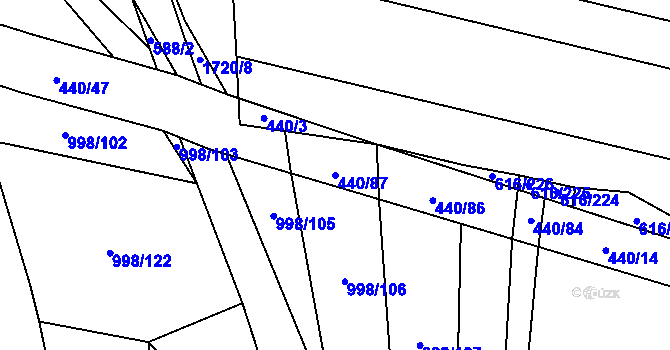 Parcela st. 440/87 v KÚ Žilov, Katastrální mapa