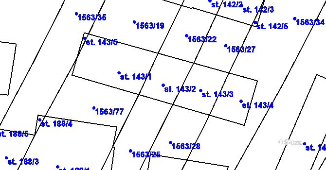 Parcela st. 143/2 v KÚ Žilov, Katastrální mapa