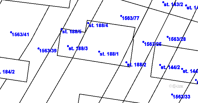 Parcela st. 188/1 v KÚ Žilov, Katastrální mapa