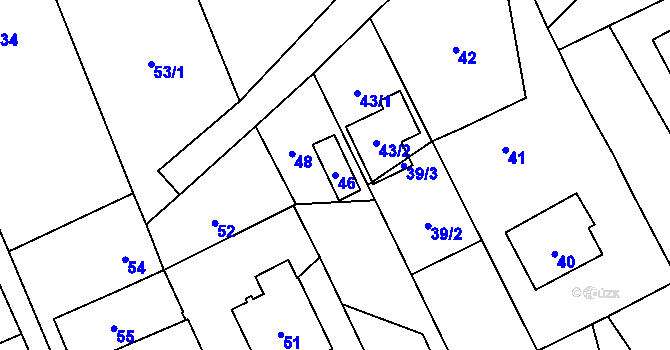 Parcela st. 46 v KÚ Žimrovice, Katastrální mapa