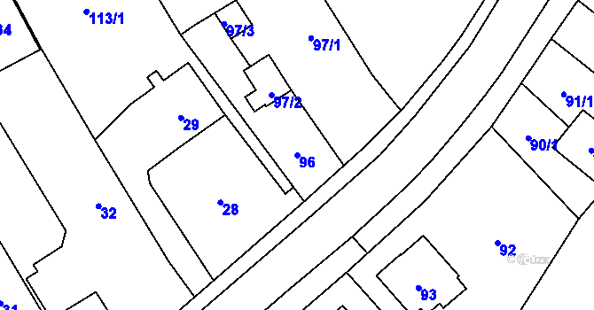 Parcela st. 96 v KÚ Žimrovice, Katastrální mapa