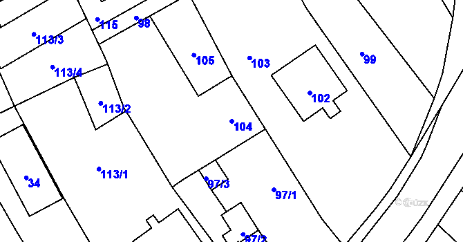 Parcela st. 104 v KÚ Žimrovice, Katastrální mapa