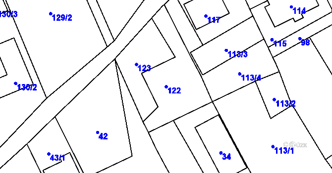 Parcela st. 122 v KÚ Žimrovice, Katastrální mapa