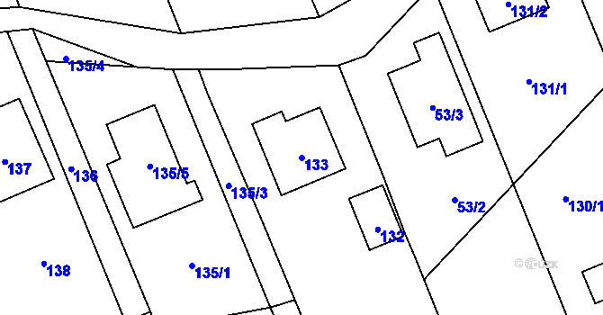 Parcela st. 133 v KÚ Žimrovice, Katastrální mapa