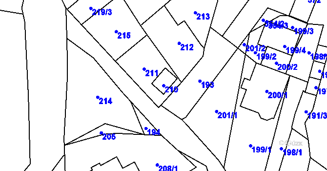 Parcela st. 210 v KÚ Žimrovice, Katastrální mapa