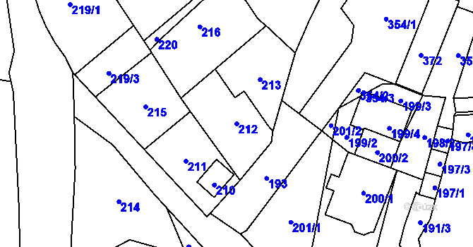 Parcela st. 212 v KÚ Žimrovice, Katastrální mapa