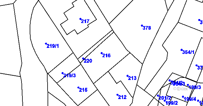 Parcela st. 216 v KÚ Žimrovice, Katastrální mapa