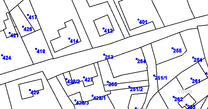 Parcela st. 253 v KÚ Žimrovice, Katastrální mapa