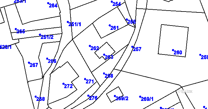 Parcela st. 263 v KÚ Žimrovice, Katastrální mapa
