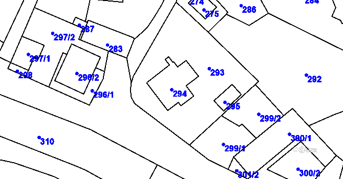 Parcela st. 294 v KÚ Žimrovice, Katastrální mapa