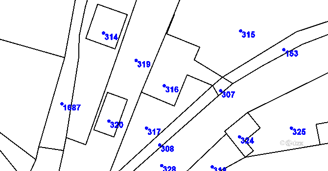 Parcela st. 316 v KÚ Žimrovice, Katastrální mapa