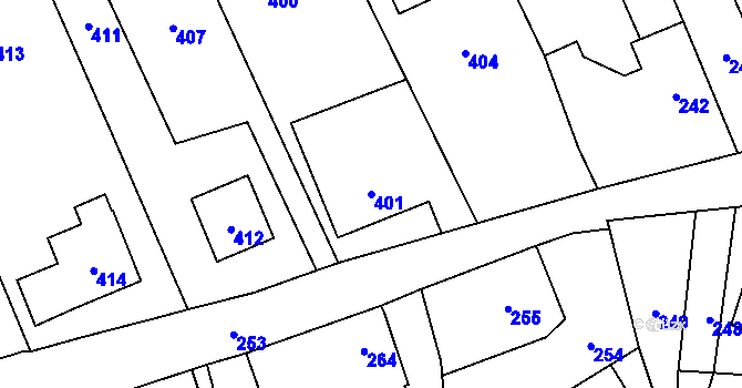 Parcela st. 401 v KÚ Žimrovice, Katastrální mapa