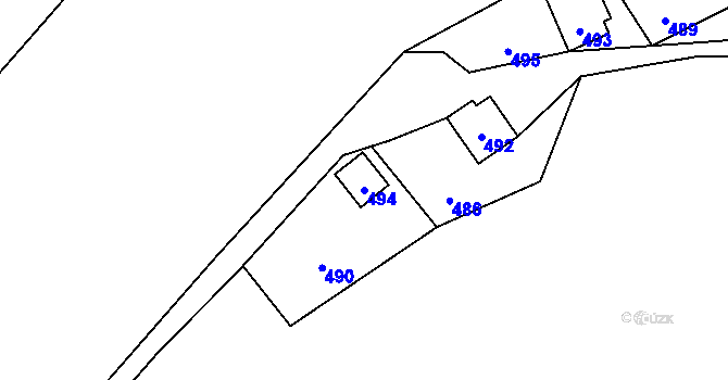 Parcela st. 494 v KÚ Žimrovice, Katastrální mapa