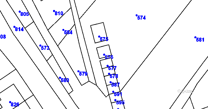 Parcela st. 576 v KÚ Žimrovice, Katastrální mapa