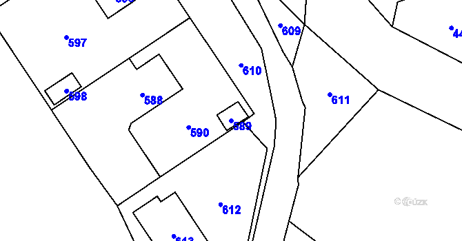 Parcela st. 589 v KÚ Žimrovice, Katastrální mapa