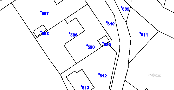 Parcela st. 590 v KÚ Žimrovice, Katastrální mapa