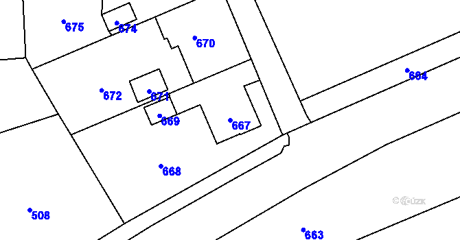 Parcela st. 667 v KÚ Žimrovice, Katastrální mapa