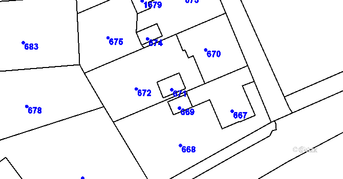 Parcela st. 671 v KÚ Žimrovice, Katastrální mapa