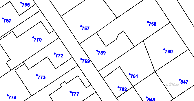 Parcela st. 759 v KÚ Žimrovice, Katastrální mapa