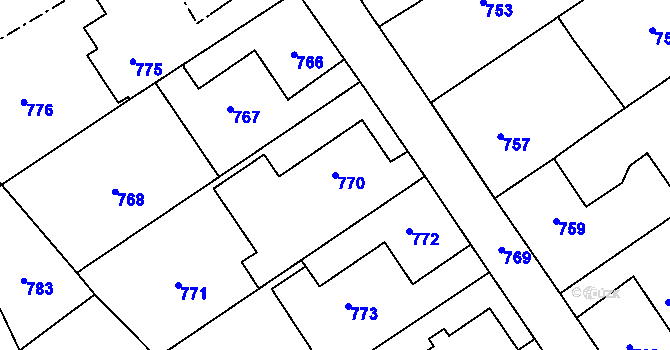 Parcela st. 770 v KÚ Žimrovice, Katastrální mapa