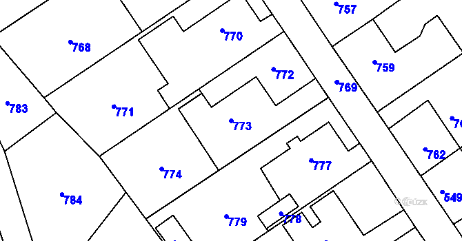Parcela st. 773 v KÚ Žimrovice, Katastrální mapa