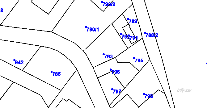 Parcela st. 793 v KÚ Žimrovice, Katastrální mapa