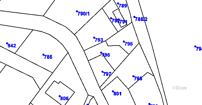 Parcela st. 796 v KÚ Žimrovice, Katastrální mapa