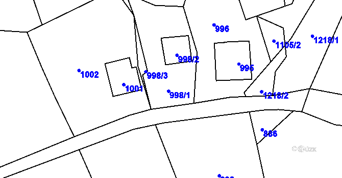 Parcela st. 998 v KÚ Žimrovice, Katastrální mapa