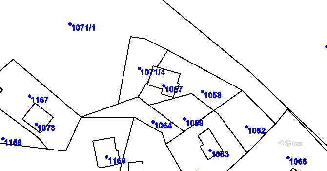 Parcela st. 1057 v KÚ Žimrovice, Katastrální mapa