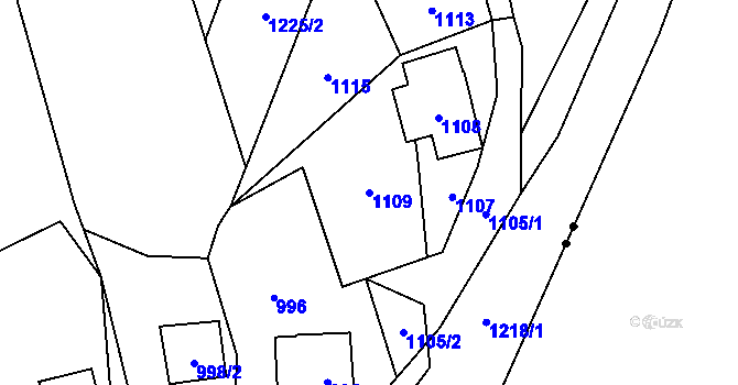 Parcela st. 1109 v KÚ Žimrovice, Katastrální mapa