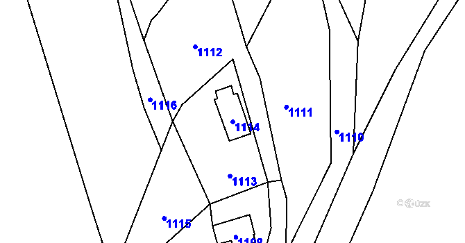 Parcela st. 1114 v KÚ Žimrovice, Katastrální mapa