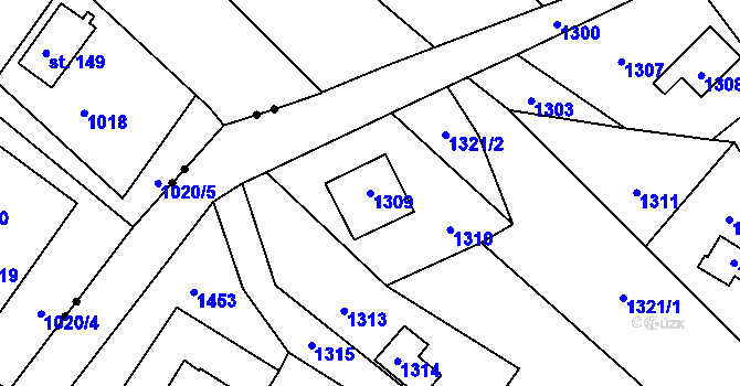 Parcela st. 1309 v KÚ Žimrovice, Katastrální mapa