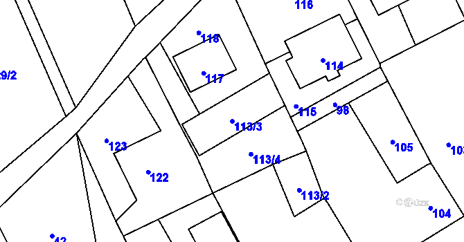 Parcela st. 113/3 v KÚ Žimrovice, Katastrální mapa