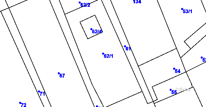 Parcela st. 62/1 v KÚ Žimrovice, Katastrální mapa
