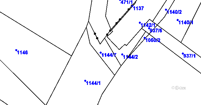 Parcela st. 1144/7 v KÚ Žimrovice, Katastrální mapa