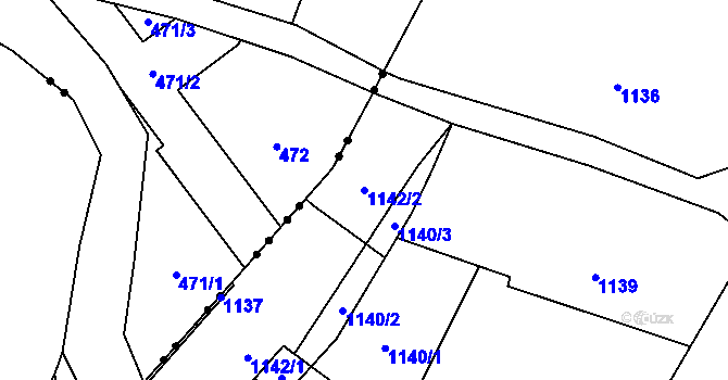 Parcela st. 1142/2 v KÚ Žimrovice, Katastrální mapa