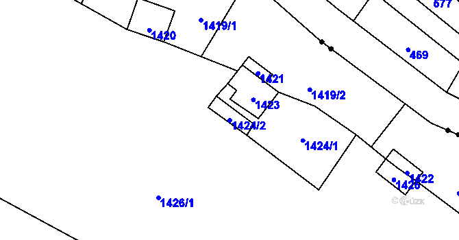 Parcela st. 1424/2 v KÚ Žimrovice, Katastrální mapa