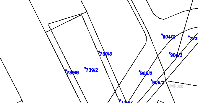 Parcela st. 739/8 v KÚ Žimrovice, Katastrální mapa
