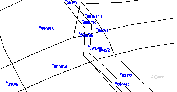 Parcela st. 599/11 v KÚ Bečice, Katastrální mapa